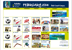 Gold Coast Activities calendar